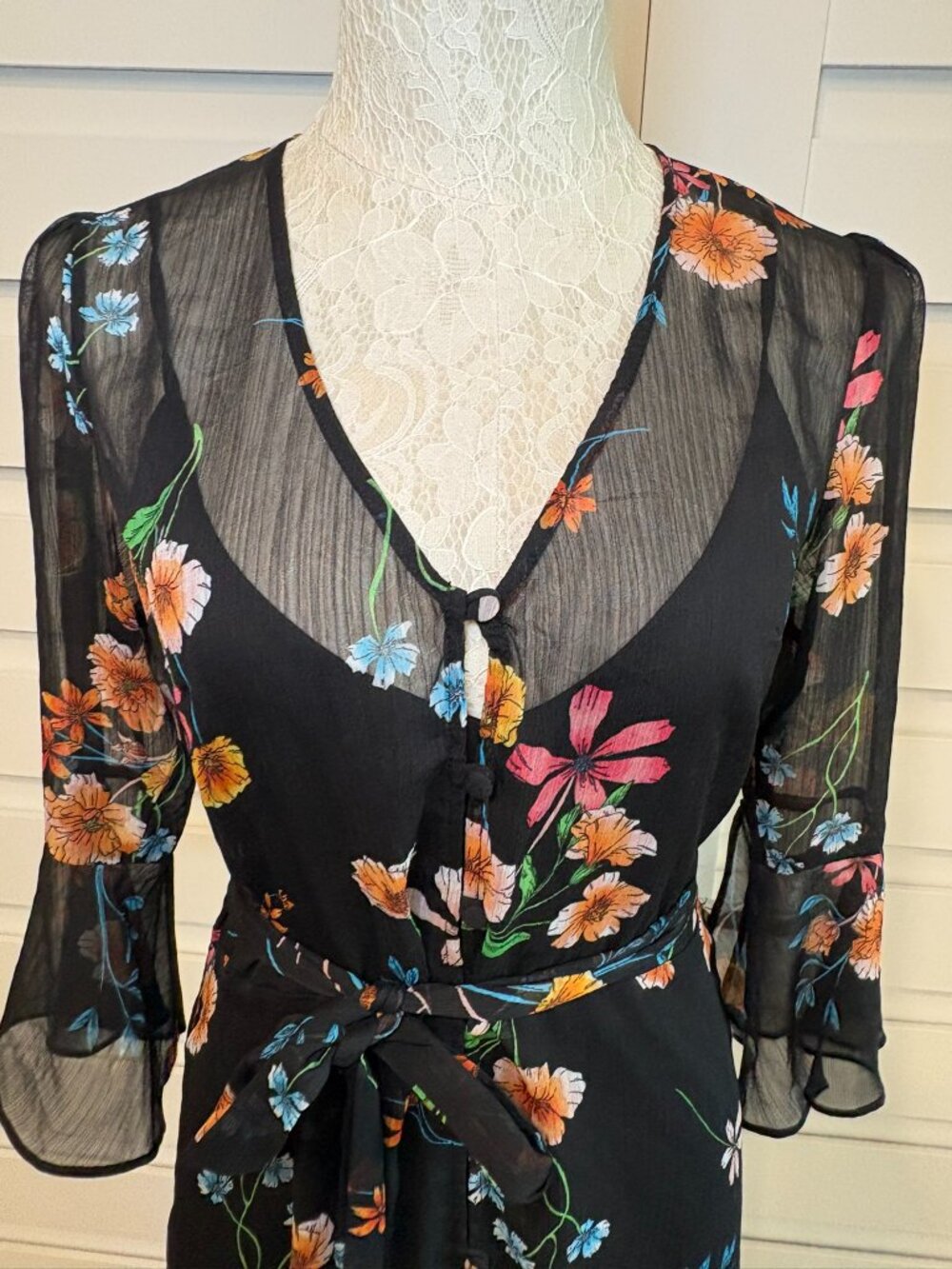 RACHEL Rachel Roy Rosita Floral Sheer Romantic Midi Beth Dutton Date Dress - Picture 7 of 15